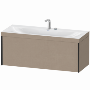 Duravit XViu vanity unit XV4612EB275C 120x48cm, 2000 pull-out, 2 tap holes, matt black, Rahmen C, linen
