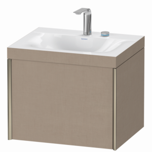 Duravit XViu vanity unit XV4609EB175C 60x48cm, 2000 pull-out, 2 tap holes, matt champagne, Rahmen C, linen
