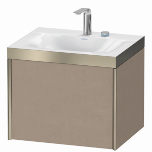 Duravit XViu vanity unit XV4609EB175P 60x48cm, 2000 pull-out, 2 tap holes, matt champagne, Rahmen P, linen