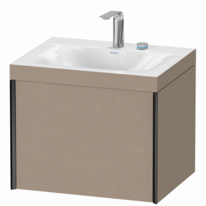 Duravit XViu Waschtisch-Unterschrank XV4609EB275C 60x48cm, 1 Auszug, 2 Hahnlöcher, schwarz matt, Rahmen C, leinen