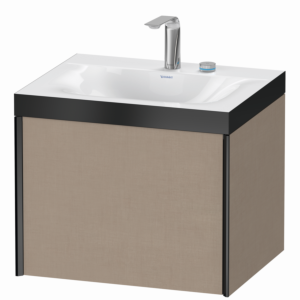 Duravit XViu Waschtisch-Unterschrank XV4609EB275P 60x48cm, 1 Auszug, 2 Hahnlöcher, schwarz matt, Rahmen P, leinen