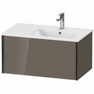 XViu Duravit vasque XV40260B289 81 x 40 x 48 cm, gris flanelle brillant, 2000 , suspendu, noir mat
