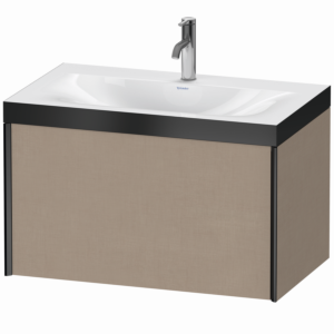 Duravit XViu vanity unit XV4610OB275P 80x48cm, 2000 pull-out, 2000 tap hole, matt black, Rahmen P, linen