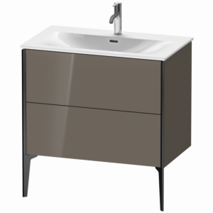 XViu Duravit vasque XV43020B289 81 x 59, 2000 x 48 cm, gris flanelle brillant, 2 coulissants, noir mat
