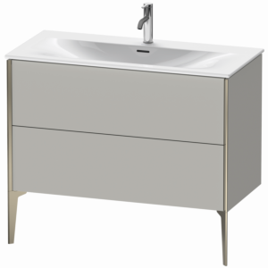 Duravit XViu vanity unit XV43030B107 101 x 59, 2000 x 48 cm, concrete gray matt, 2 pull-outs, champagne matt