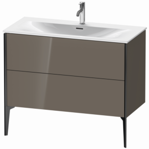 XViu Duravit vasque XV43030B289 101 x 59, 2000 x 48 cm, gris flanelle brillant, 2 coulissants, noir mat
