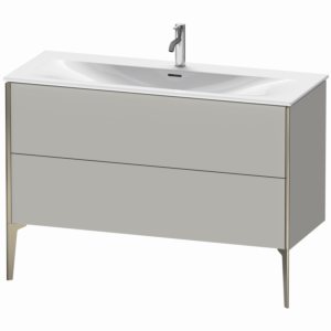 XViu Duravit vasque XV43040B107 121 x 59, 2000 x 48 cm, gris béton mat, 2 coulissants, champagne mat