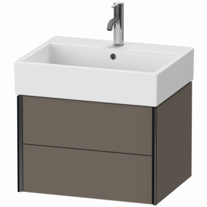 Duravit XViu vanity unit XV43340B290 58.4 x 39.7 x 45.4 cm, flannel gray silk matt, 2 drawers, black matt