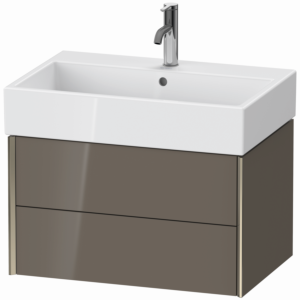 XViu Duravit vasque XV43350B189 68,4 x 39,7 x 45,4 cm, gris flanelle brillant, 2 tiroirs, champagne mat