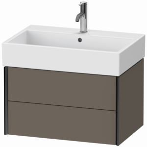 Duravit XViu Waschtisch-Unterschrank XV43350B290 68,4 x 39,7 x 45,4 cm, flannel grey seidenmatt, 2 Schubkästen, schwarz matt