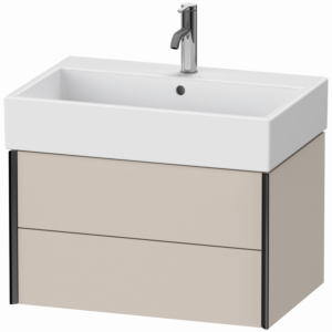 Duravit XViu Waschtisch-Unterschrank XV43350B291 68,4 x 39,7 x 45,4 cm, taupe matt, 2 Schubkästen, schwarz matt