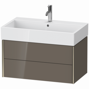 XViu Duravit vasque XV43360B189 78,4 x 39,7 x 45,4 cm, gris flanelle brillant, 2 tiroirs, champagne mat