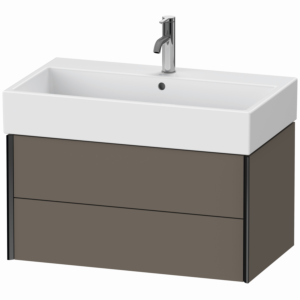 Duravit XViu Waschtisch-Unterschrank XV43360B290 78,4 x 39,7 x 45,4 cm, flannel grey seidenmatt, 2 Schubkästen, schwarz matt
