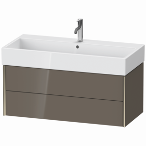 Duravit XViu vanity unit XV43370B189 98.4 x 39.7 x 45.4 cm, flannel gray high gloss, 2 drawers, matt champagne