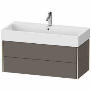 XViu Duravit vasque XV43370B190 98,4 x 39,7 x 45,4 cm, flanelle gris soie mat, 2 tiroirs, champagne mat