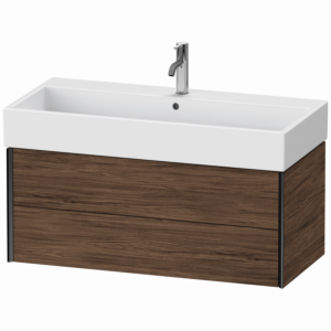 Duravit XViu Waschtisch-Unterschrank XV43370B221 98,4 x 45,4 x 39,7 cm, nussbaum dunkel, 2 Schubkästen, schwarz matt