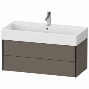 Duravit XViu Waschtisch-Unterschrank XV43370B290 98,4 x 39,7 x 45,4 cm, flannel grey seidenmatt, 2 Schubkästen, schwarz matt