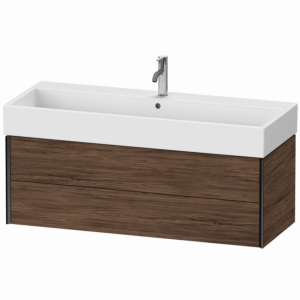 Duravit XViu Waschtisch-Unterschrank XV43380B221 118,4 x 45,4 x 39,7 cm, nussbaum dunkel, 2 Schubkästen, schwarz matt