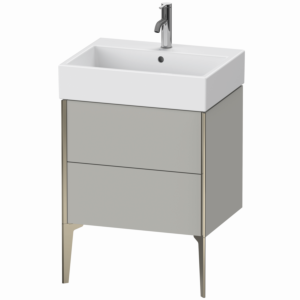 XViu Duravit vasque XV45340B107 58,4 x 49,3 x 45,4 cm, gris béton mat, 2 coulissants, champagne mat