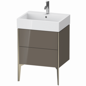 Duravit XViu vanity unit XV45340B189 58.4 x 49.3 x 45.4 cm, flannel gray high gloss, 2 pull-outs, matt champagne