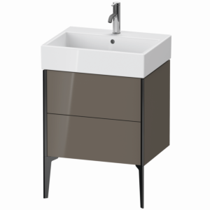 Duravit XViu Waschtisch-Unterschrank XV45340B289 58,4 x 49,3 x 45,4 cm, flannel grey hochglanz, 2 Auszüge, schwarz matt