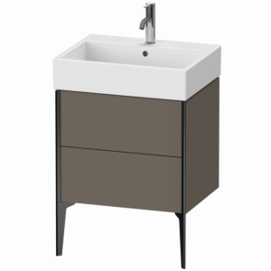 XViu Duravit vasque XV45340B290 58,4 x 49,3 x 45,4 cm, flanelle gris soie mat, 2 coulissants, noir mat