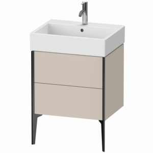 XViu Duravit vasque XV45340B291 58,4 x 49,3 x 45,4 cm, taupe mat, 2 coulissants, noir mat