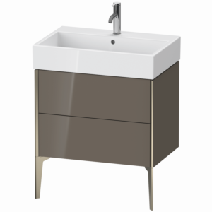 Duravit XViu vanity unit XV45350B189 68.4 x 49.3 x 45.4 cm, flannel gray high gloss, 2 pull-outs, matt champagne