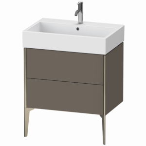XViu Duravit vasque XV45350B190 68,4 x 49,3 x 45,4 cm, gris flanelle, satiné soie, 2 coulissants, champagne mat