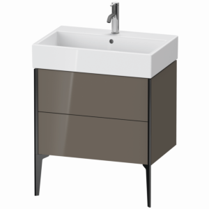 Duravit XViu Waschtisch-Unterschrank XV45350B289 68,4 x 49,3 x 45,4 cm, flannel grey hochglanz, 2 Auszüge, schwarz matt