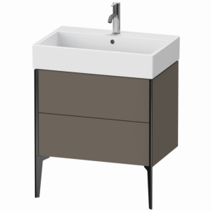 XViu Duravit vasque XV45350B290 68,4 x 49,3 x 45,4 cm, flanelle gris soie mat, 2 coulissants, noir mat