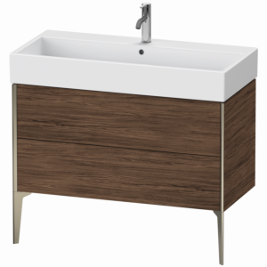 Meuble vasque Duravit XViu XV45370B121 98,4 x 45,4 x 49,3 cm, noyer foncé, 2 tiroirs, champagne mat