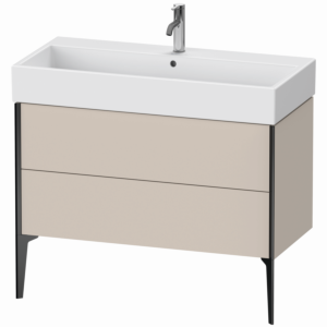 XViu Duravit vasque XV45370B291 98,4 x 49,3 x 45,4 cm, taupe mat, 2 coulissants, noir mat