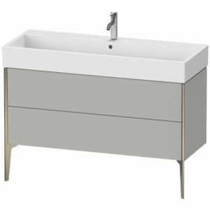 XViu Duravit vasque XV45380B107 118,4 x 49,3 x 45,4 cm, gris béton mat, 2 coulissants, champagne mat