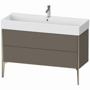 XViu Duravit vasque XV45380B190 118,4 x 49,3 x 45,4 cm, flanelle gris soie mat, 2 coulissants, champagne mat