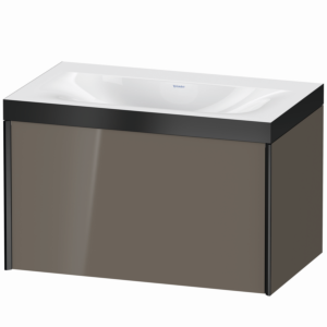 Duravit XViu vanity unit XV4610NB289P 80x48cm, 2000 pull-out, black matt, Rahmen P, flannel gray high gloss