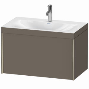Duravit XViu vanity unit XV4610OB190C 80x48cm, 2000 pull-out, 2000 tap hole, matt champagne, Rahmen C, flannel gray silk matt