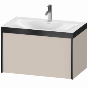 Duravit XViu Waschtisch-Unterschrank XV4610OB291P 80x48cm, 1 Auszug, 1 Hahnloch, schwarz matt, Rahmen P, taupe matt