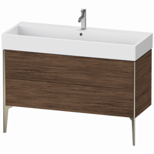 Meuble vasque Duravit XViu XV45380B121 118,4 x 45,4 x 49,3 cm, noyer foncé, 2 tiroirs, champagne mat