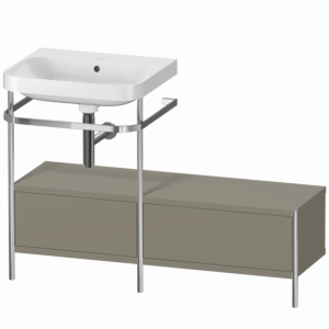 Duravit Happy D.2 Plus combinaison lavabo pour meuble HP4860N9292 120x49cm, avec console en métal, sans trou pour robinet, gris pierre satiné mat