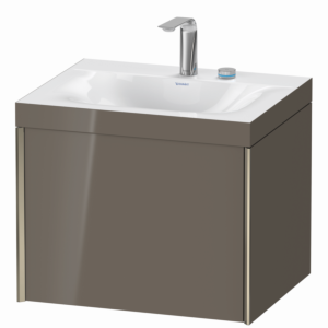 Duravit XViu vanity unit XV4609EB189C 60x48cm, 2000 pull-out, 2 tap holes, matt champagne, Rahmen C, flannel gray high gloss