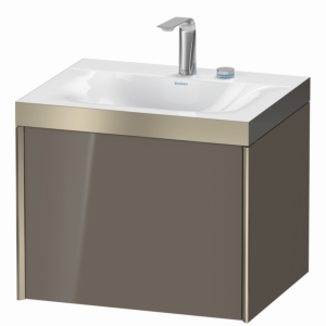 XViu Duravit vasque XV4609EB189P 60x48cm, 2000 , 2 trous pour robinetterie, champagne mat, Cadres P, gris flanelle brillant