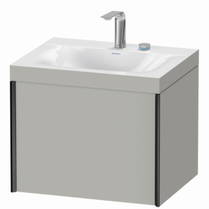Duravit XViu Waschtisch-Unterschrank XV4609EB207C 60x48cm, 1 Auszug, 2 Hahnlöcher, schwarz matt, Rahmen C, betongrau matt