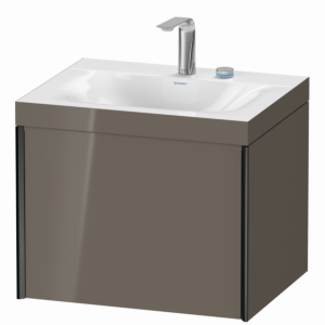 XViu Duravit vasque XV4609EB289C 60x48cm, 2000 , 2 trous pour robinetterie, noir mat, Cadres C, gris flanelle brillant