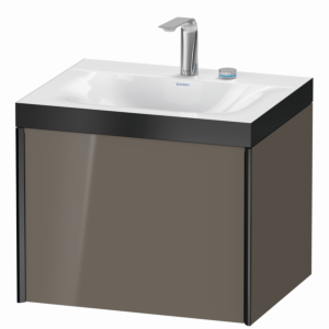 XViu Duravit vasque XV4609EB289P 60x48cm, 2000 , 2 trous pour robinetterie, noir mat, Cadres P, gris flanelle brillant