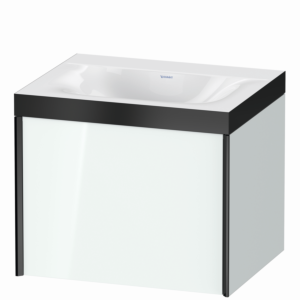 Duravit XViu Waschtisch-Unterschrank XV4609NB285P 60x48cm, 1 Auszug, ohne Hahnloch, schwarz matt, Rahmen P, weiß hochglanz