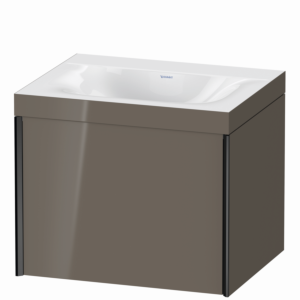 Duravit XViu vanity unit XV4609NB289C 60x48cm, 2000 pull-out, without tap hole, matt black, Rahmen C, flannel gray high gloss