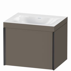 Duravit XViu Waschtisch-Unterschrank XV4609NB290C 60x48cm, 1 Auszug, ohne Hahnloch, schwarz matt, Rahmen C, flannel grey seidenmatt