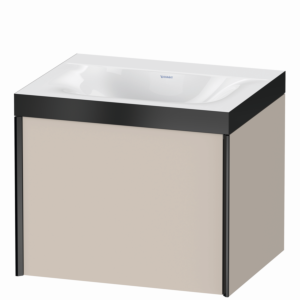 Duravit XViu Waschtisch-Unterschrank XV4609NB291P 60x48cm, 1 Auszug, ohne Hahnloch, schwarz matt, Rahmen P, taupe matt