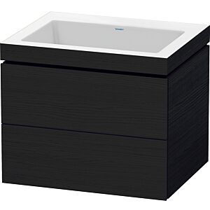 Duravit L-Cube Waschtisch-Unterschrank LC6926N1616 60 x 48 cm, ohne Hahnloch, Eiche schwarz, 2 Schubkästen